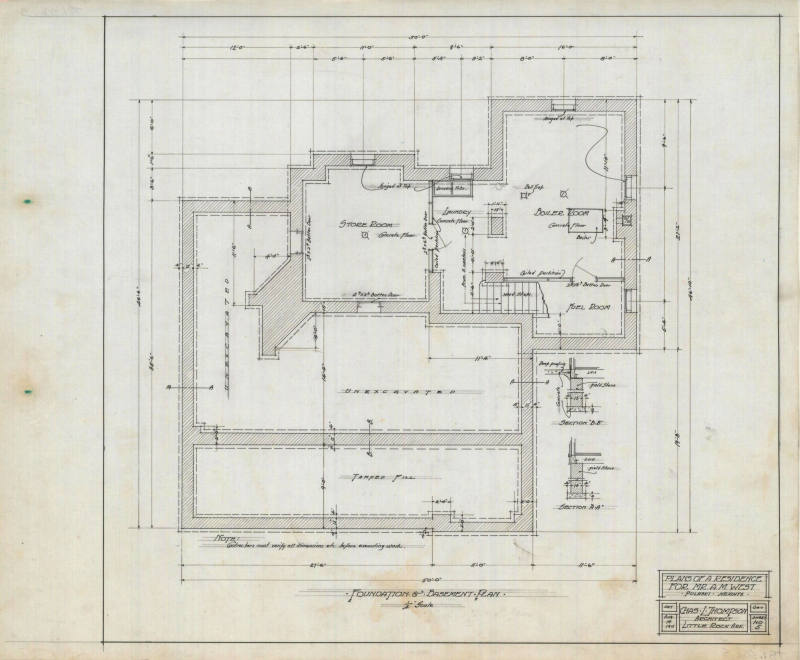 Drawing, Thompson Architectural - A.M. West, Little Rock